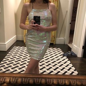 Nastygal Iridescent Sequin halter dress